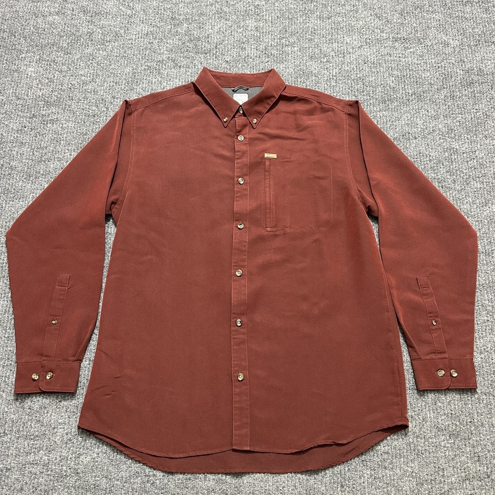 Columbia Omni-Shield Mens Button Down Shirt Size L Large Rust Long Sleeve
